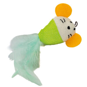 Woven mouse with feathers 7 cm, HipHop Cat